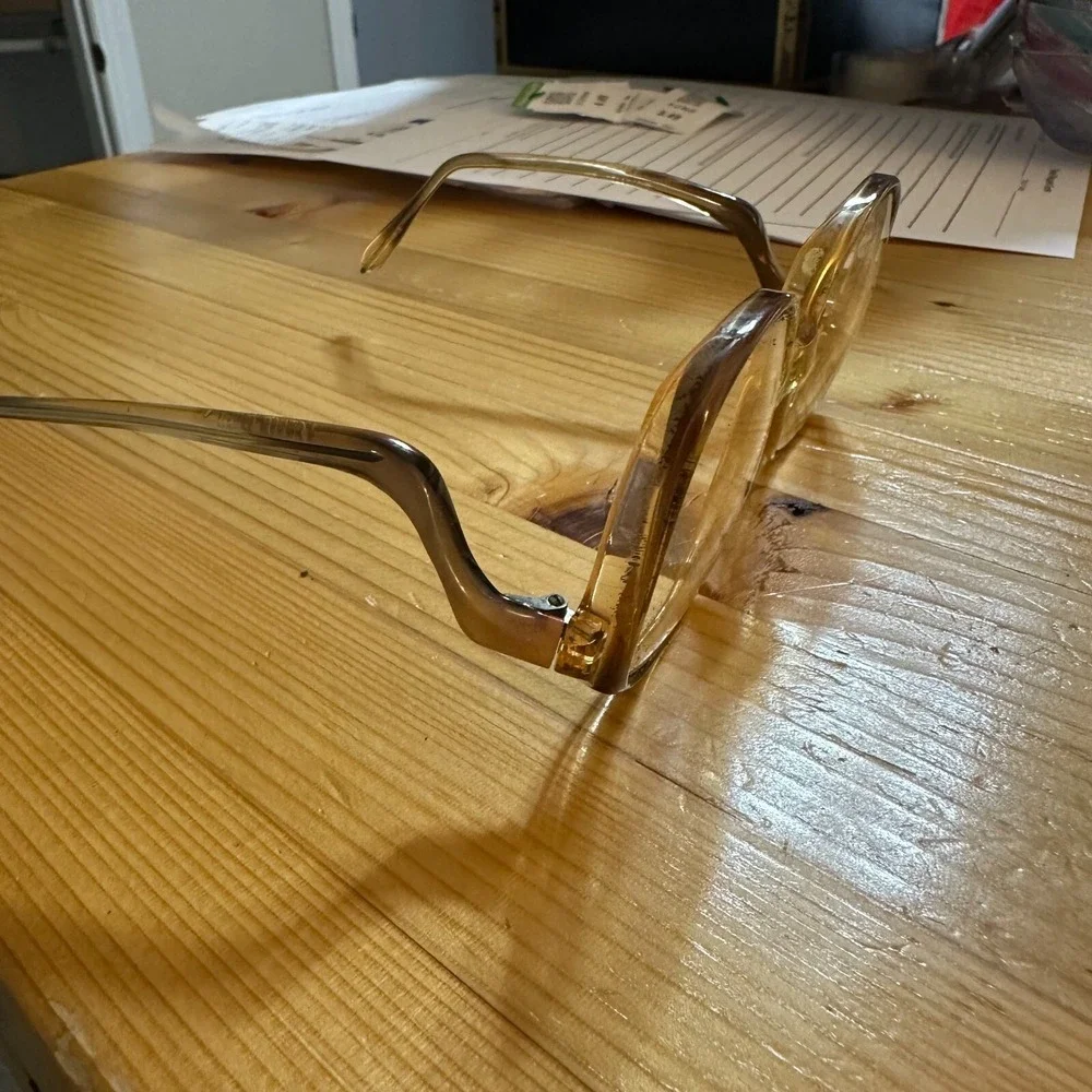 Vintage Sophia Loren Zyloware 408 Eyeglasses Amber Oversized Square Frames 70s
